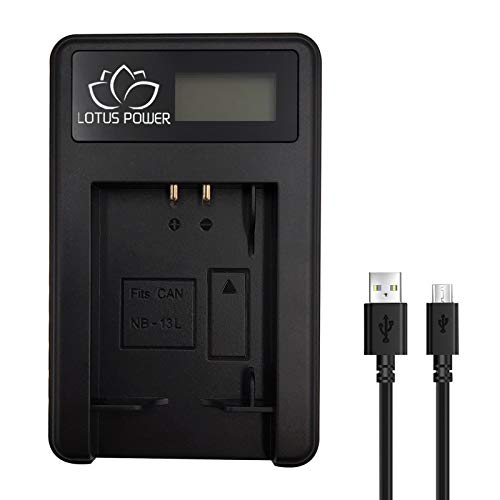 Carregador de bateria NB-13L, carregador LCD de carregamento rápido para bateria NB13L compatível com câmera Canon G7X Mark III / G7X Mark II / G7X / G5X / G9X / SX720 HS / SX620 HS