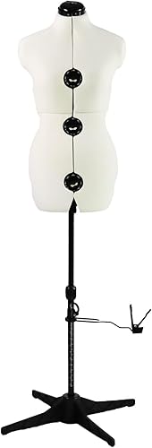 MNOXBCCO Formas de Vestido para Costura, Maniquí Femenino Beige Talla Ajustable 6-14, Cuerpo de Modelo Pinchable con 13 Diales y Guía de Dobladillo