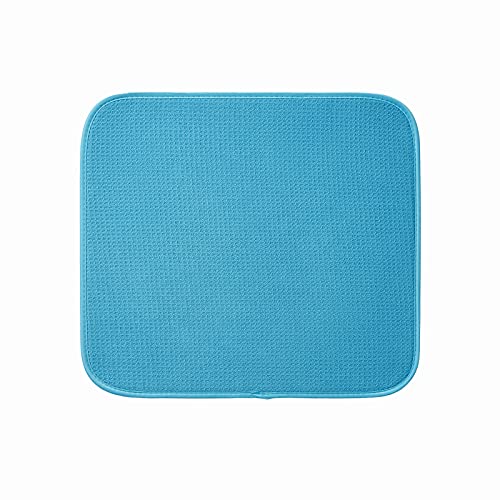Image of Microfibre Drying Mat for Kitchen Dish Drying Drainer Mat Absorbent Drying Mat Washing Up for Glass, Plate & Cup 16inch x 18inch 2 Pack (Blue Bracket)