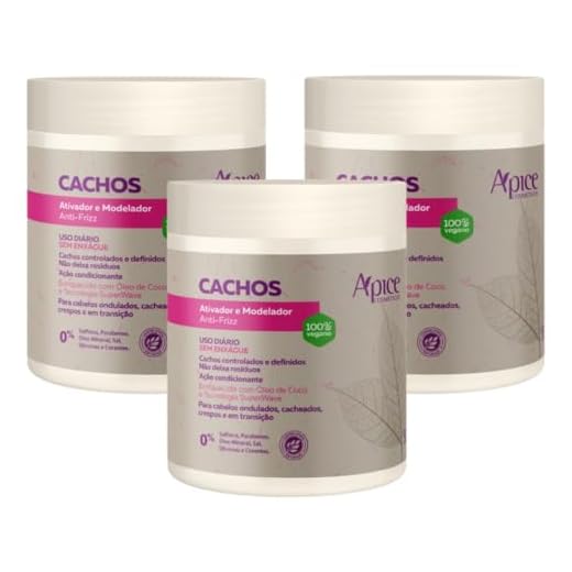 Kit 3 Ativador E Modelador De Cachos Apse Vegano Anti Frizz Creme De Pentar Uso Diario 1.5kg