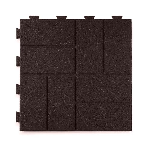 Playsafer Brick Rubber Interlocking Tiles | 16 X 16 | Easy Install for Indoor and Outdoor Use (Brown 20 Tiles)