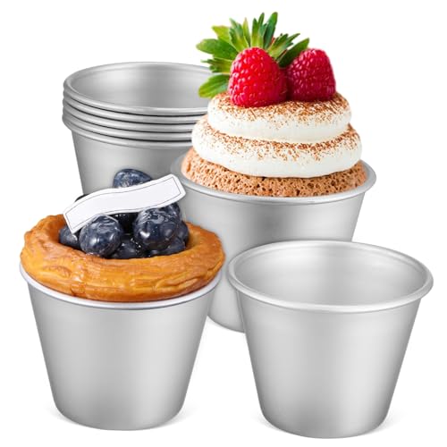 Gatuida 8 piezas Molde para Cupcakes y Puddings de Aluminio Resistente y Apilable Moldes para Hornear Muffins Tartas y Pasteles Compacto y Fácil de Usar para Repostería