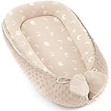 Bearmoss Babynestchen Kuschelnest Neugeborene Multifunktionale für Kinderbett Vielseitiges Tragbar Zweiseitig Babynestchen Bett 90x55cm(Mond)
