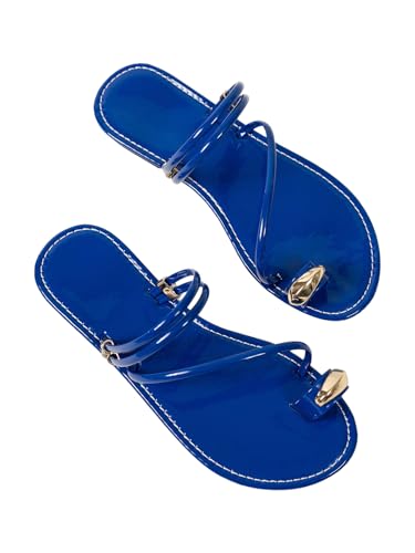 Image of Verdusa Women's Metallic Open Toe Ring Sandals Summer Strappy Flat Sandals