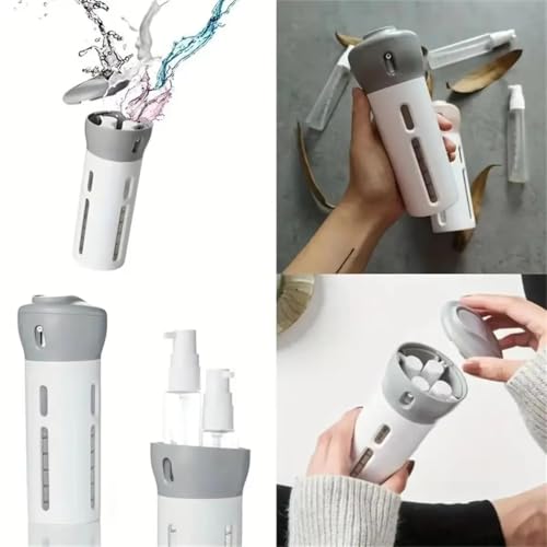 Image of Lazer 4 in 1 Travel Size Refillable Dispenser Bottle Set | PET Pump Leak-Proof Plastic Containers for Shampoo, Lotion, Cosmetic Liquids | Compact & Portable Travel Toiletries Storage Organizer