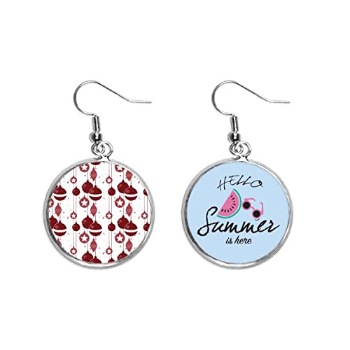 Pendientes de sandía con patrón de Navidad rojo y blanco y enganche plano