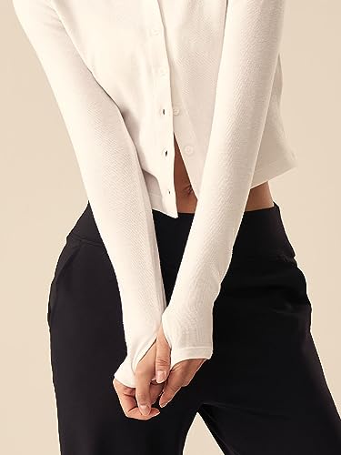 Women's Button Down Long Sleeve Crew Neck Soft Lightweight Cozy Knit Cardigan Sweater3