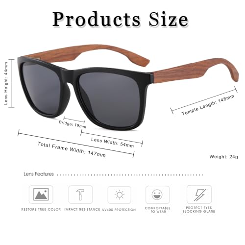 Long Keeper Walnut Wood Sunglasses for Women Men Classic Retro Square Sunglasses Wooden Driving Sun Glasses UV400 Protection3