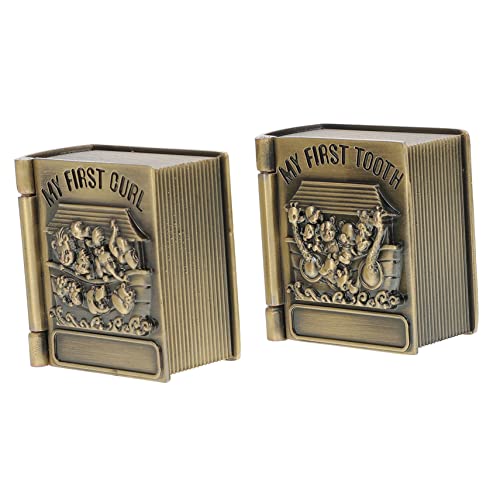 Toddmomy Unique Baby Tooth and Hair Keepsake Box 2 Pieces Metal Storage Cases for Boys and Girls Baby's Growth