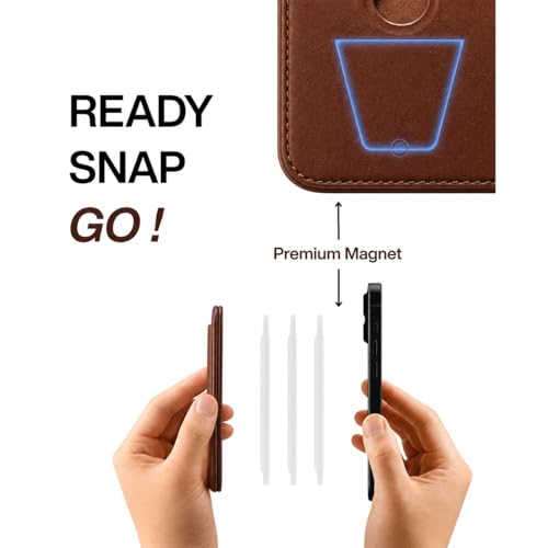 Image of MagSafe Compatible Wallet for iPhone | Strong Magnetic Card Holder | Slim Leather Wallet | Holds 2-3 Cards | Best for iPhone 17 /16 /15 /14 /13 /12