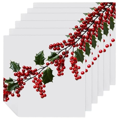 Servilletas de Tela Holly Berry Branches 47.5x47.5 cm miniatura 1