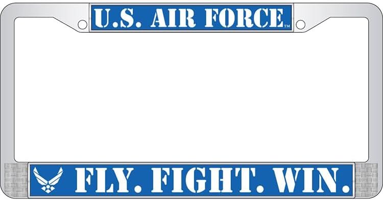 Eagle Emblems LP3816 Chrome License Plate Frame USAF Fly Fighter - 6 x 12 in.