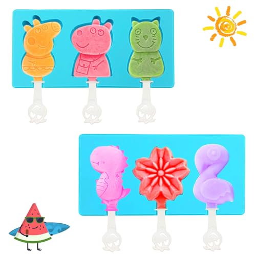 2 moldes de helado con palos, moldes para helados, de silicona, sin BPA, para niños y adultos