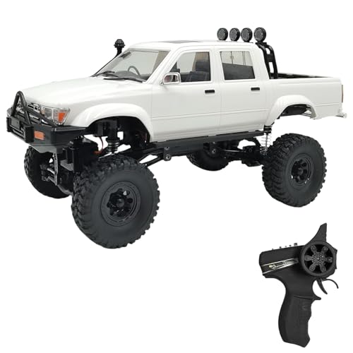 HXBER 1:16 Scale Car, 2.4GHz 4WD All Terrain Electric Off-Road Vehicle with Headlights, Car Gifts for Adults, White
