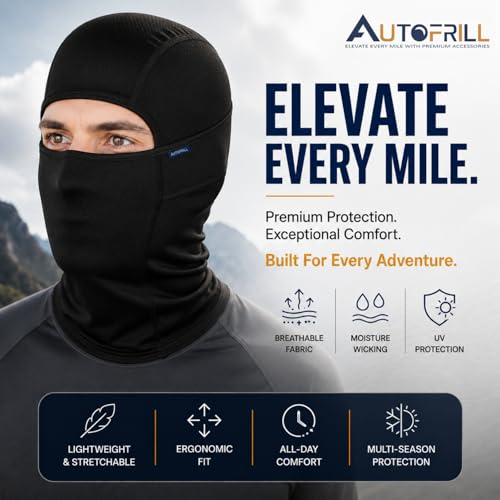 Image of AUTOFRILL Balaclava for Men - Full face mask for Bikers Helmet Liner & Head Cover for Men Breathable Mask for Motorcycle Riding & Cycling