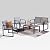 Litpony Aluminum Outdoor Patio Conversation Set, 4 Pieces Patio Furniture Sets with Breathable Textilene with Loveseat,Table and Chairs for Yard,Balcony,Grey
