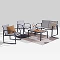 Litpony Aluminum Outdoor Patio Conversation Set, 4 Pieces Patio Furniture Sets with Breathable Textilene with Loveseat,Table and Chairs for Yard,Balcony,Grey