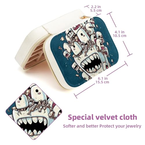 Caja de joyería de doble capa portátil con diseño de dientes divertidos 6