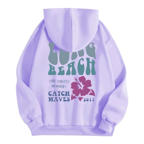 Moletom feminino com capuz grande, moderno, estampado, confortável, manga comprida, casual, pulôver,