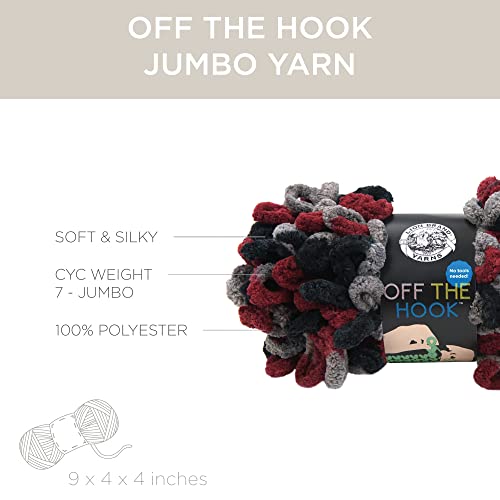 Image of Lion Brand Yarn Off the Hook Yarn, Bulky No-Needle Craft Yarn for Crocheting, Hand-Knitting Yarn, 2-Pack, Dark & Stormy
