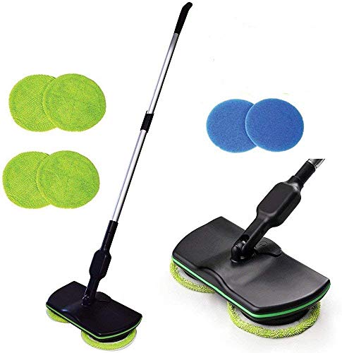 Elektrischer Mop Schnurloser Wischmopp, Wiederaufladbar, Angetriebener Bodenreiniger, Handstaubsauger, Polierer mit 4 Mikrofaserpads und 2