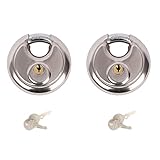 PEAKLOCK Heavy-Duty Waterproof Indoor/Outdoor Anti Cut Stainless Steel Lock, 2-3/4-inch/70mm Wide Body Disk Padlock for Warehouse, Garage, Locker, Cabinet, and Shed, Pack of 2, Each Lock with 2 Keys