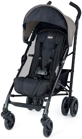 Chicco Liteway Stroller, Compact Fold Baby Stroller with Canopy, Lightweight Aluminum Frame Umbrella Stroller, for Use with Babies and Toddlers up to 40 lbs, Dune/Brown