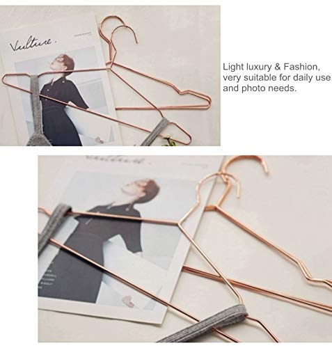 Amber Home 17" Heavy Duty Real Rose Gold Metal Shirt Hangers 10 Pack, Coat Suit Dress Hangers Strong Space Saving Slim Hanger with Notches ( Real Rose Gold, 10 Pack) - Thumbnail 6