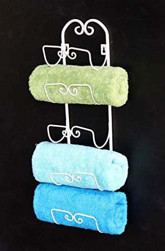 DanDiBo 081220 - Porta asciugamani da parete, stile vintage, colore: bianco anticato