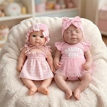 Pinky Reborn Full Body Solid Silicone Girl 16 inch and 18 inch Realistic Reborn Baby Dolls Soft Silicone Real Look Baby Doll Real Life Sleeping Newborn Doll Toy Gift for Kids and Collectors