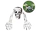 Produktbild Skelett Totenkopf, 3 Stück Halloween Deko mit Totenschädel & Skeletthände Garten Hof Rasen Deko