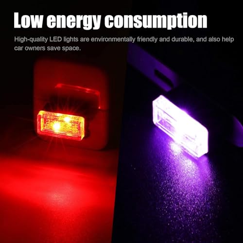 image for Ziciner 4 PCS USB LED Car Interior Atmosphere Lamp, Portable Mini LED 