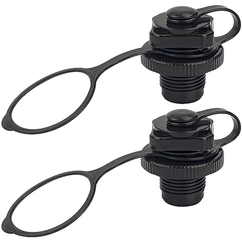 Omoojee 2 Pcs Inflatable Boat Valve, Spiral Air Plug Boat Replacement Cap, Kayak Accesories, Leak-Proof (Black)