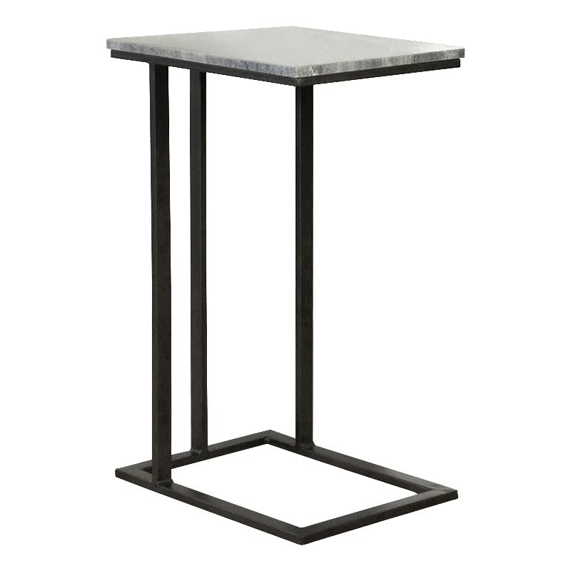 Coaster Contemporary Metal Accent Table with Marble Top in Black/Gray