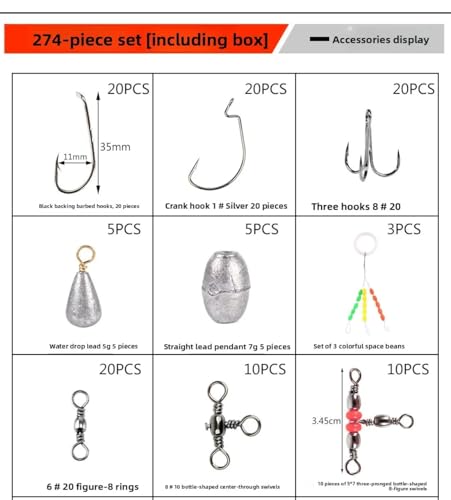 Set de accesorios de pesca con 273 piezas en caja miniatura 2
