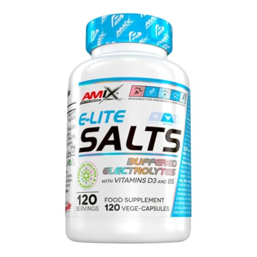 Amix Performance, E-Lite Salts, Combinación única de Sales Minerales con Vitaminas D y B5 & Fórmula de Electrolitos en Cápsulas Veganas, 120 Cápsulas