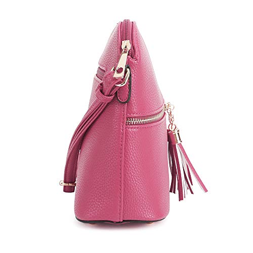 Image of SG SUGU Lunar Lightweight Medium Dome Crossbody Bag Shoulder Bag with Tassel | Zipper Pocket | Adjustable Strap