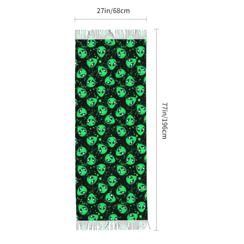 VOSERY Womens Scarf Pashmina Shawls Wraps - cute green alien Print Fashion Scarves Fall Winter Large Blanket Scarf2