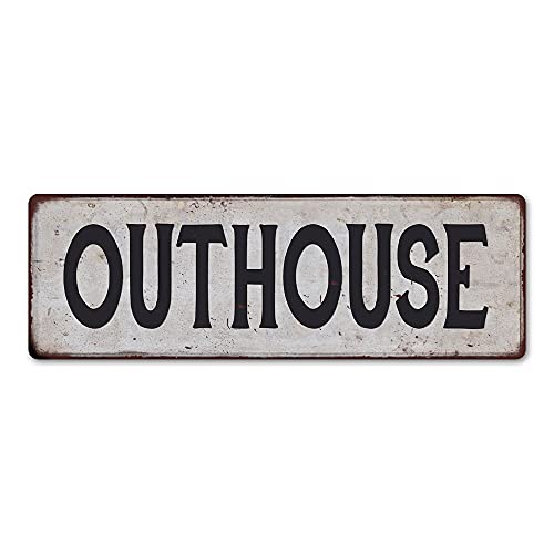 OUTHOUSE Vintage Look Rustic Metal Sign Plaque Retro Signs Wall