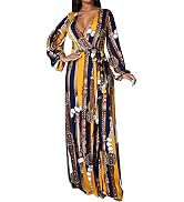 JTNFairy Womens Casual Floral Print Long Maxi Dress Plus Size Plain Party Outfits