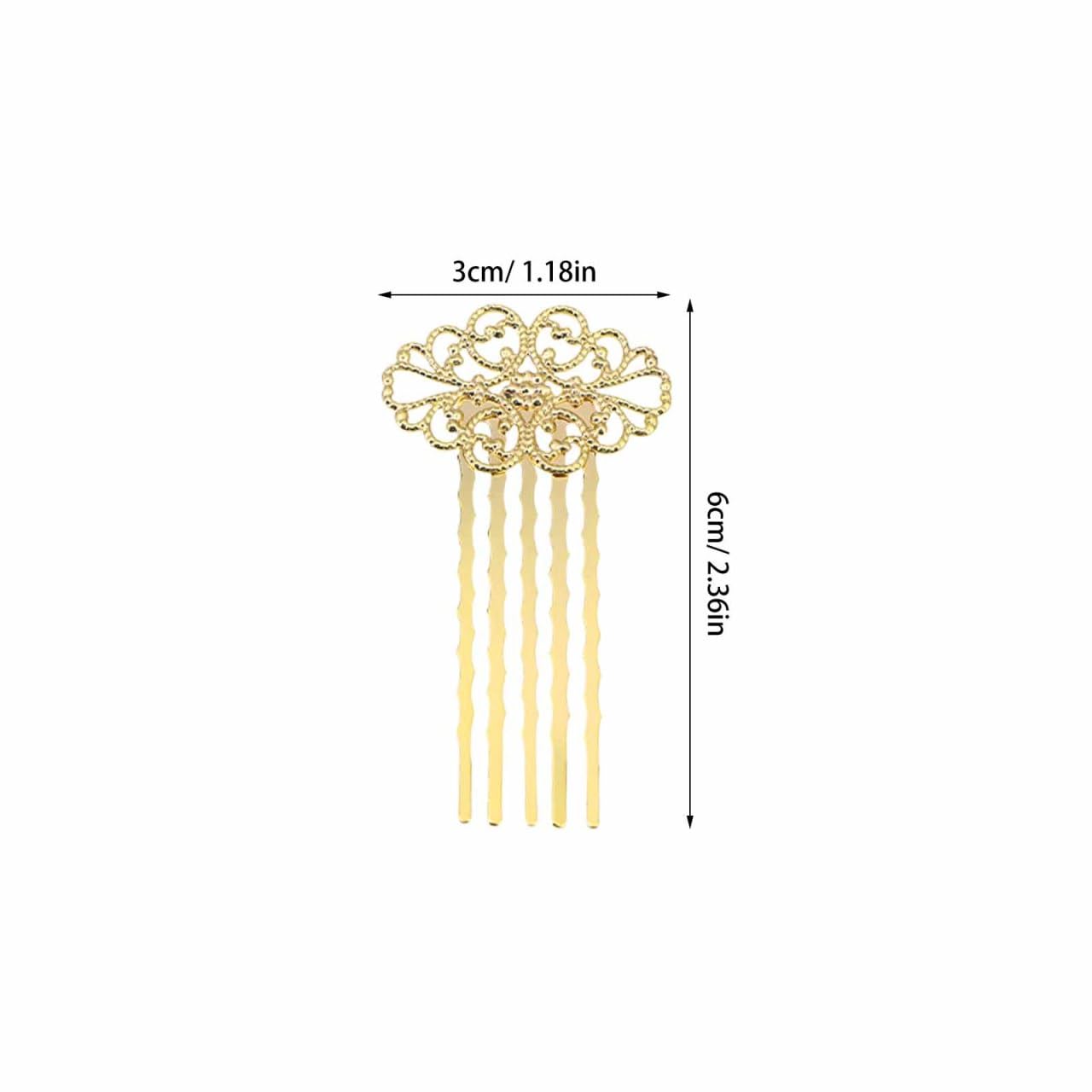 POPETPOP Pack de 10 Peinetas para el Pelo, Horquillas de Metal de 5 Dientes para Moño Bajo y Recogidos, Adornos con Tocado Dorado para Novia o Tocado Boda Invitada