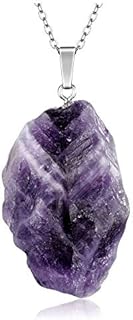 Jovivi Amethyst Citrine Crystal Pendant Necklace Handmade Natural Irregular Raw Crystal Reiki Healing Stone Jewellery,Mother Day Mum Gifts for Women