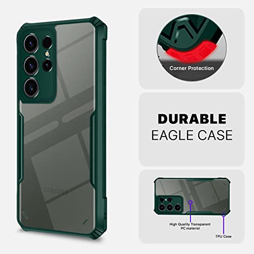 Image of Pikkme Samsung Galaxy S23 Ultra 5G Back Cover | Crystal Clear Transparent Back | Ultra Hybrid | Full Camera Protection | Raised Edge | Bumper Back Case (Green)