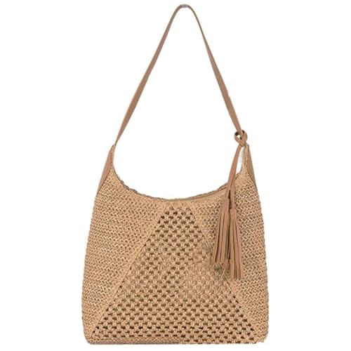 Sac à main en paille pour femme grand cabas tressé de plage et bandoulière