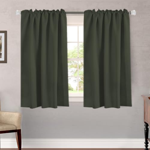Image of H.VERSAILTEX Blackout Curtains Thermal Insulated Window Treatment Panels Room Darkening Blackout Drapes for Living Room Back Tab /Rod Pocket Bedroom Draperies (2 Panels, Olive, 52 x 54 Inch)