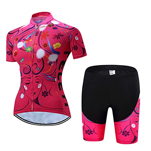 Hotlion Damen Radtrikot Set Trägerhose Anzüge Sommer Rennrad Kleidung