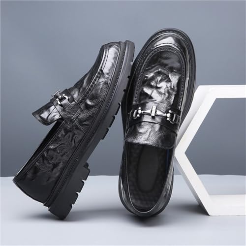 Men's Genuine Leather Oxford Dress Shoes Comfort Round Toe Slip On Business Office Formal Wedding Prom Shoes3