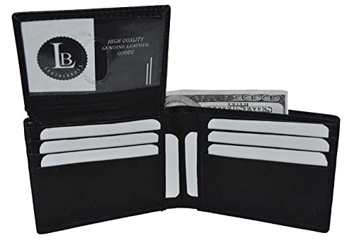 Bifold Wallet Men's Genuine Leather Black Credit/id Card Holder Slim Purse Gift4