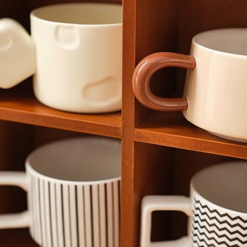 Wall Mounted Wooden Display Stand for Collectibles, Teacups, Figurines, Baseballs - 12 Compartments - Stylish Hanging Showcase for Home Decor and Organization