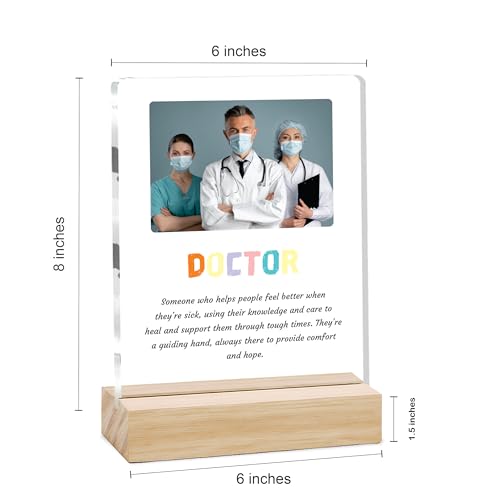 Image of Giftplease Best Doctor Photo Plaque with Wooden Stand | Personalised Gift for Doctors | Thank You Gift for Medical Professionals | Home Office Table Decor |Appreciation Frame for Doctor DCT 02